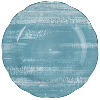 Villa d'Este Home Tivoli Set 6 Speiseteller aus Porzellan, gewellter Rand, türkis, Versilia