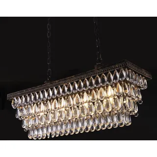 Wellmet Kristallleuchter Kristall Kronleuchter Vintage 4-Licht 76cm-lang Pendelleuchte Esstisch Treppe Lüster Wohnzimmer Modern Deckenleuchte Hängend Hängeleuchte Kristall Lampe Retro Hängelampe XXL