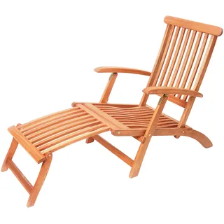 Gartensessel MERXX "Deck Chair", rot (rotbraun), B:58cm H:92cm T:144cm, Sessel, Gartensessel, Eukalyptusholz, verstellbar, klappbar