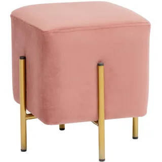 Baroni Home Quadratischer Samt-Pouf-Fußhocker, gepolsterter Wohnzimmer-Pouf, Pouf-Bank für Schlafzimmer, Puderrosa, 33x33x38 cm