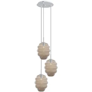 s.luce Galerieleuchte Echos 3-flammig Klar Ø 25cm , Klar, Weiß , Glas , Oval , E27 , 25x28x25 cm , Lampen & Leuchten, Innenbeleuchtung, Hängeleuchten, Pendelleuchten
