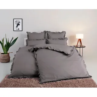 OTTO home Violetta Renforcé Grau 155 x 220 cm + 40 x 80 cm