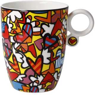 Goebel Romero Britto Kaffeebecher aus Fine Bone China All We Need is Love - Pop Art, Maße: 9,5cm x 13cm x 11cm, 66-452-84-1