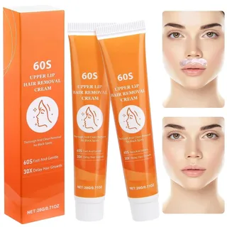Vibbang 2 Stück Gesichtshaarentfernung Creme,Oberlippenhaarentfernung, Haarentfernungscreme,Enthaarungscreme Gesicht,Wirksame Enthaarungscreme für Gesicht,Schmerzfreie,Hair Removal Cream For Women Man
