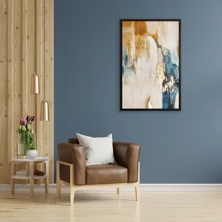 queence Leinwandbild »Abstrakt Beige und Gold« Abstrakt   Abstrakte   Kunst   Modern mit einem Schattenfugenrahmen veredelt, weiß