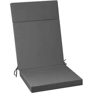 PRIMEPATIO Hochlehner Sitzauflage 120x50x6cm 1PC Waschbarer Bezug, Grau | Komfortable Stuhlauflage mit Abnehmbarem Bezug, Wetterfestem Stoff und Dicker Polsterung für Garten und Terrasse