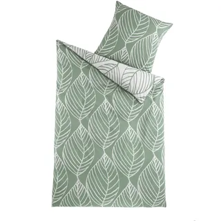 Wende-Bettwäsche BLÄTTER - Renforcé-Qualität aus 100 % Baumwolle, 135x200 cm
