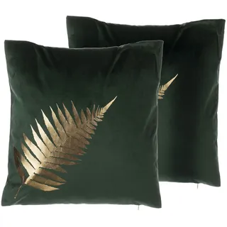 Beliani Dekokissen FERN 45 x 45 cm Dunkelgrün