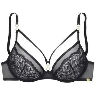 JETTE Bügel-BH JETTE, Damen, Gr. 85, Cup B, schwarz, Spitze, Obermaterial: 90% Polyamid, 10% Elasthan, BHs Bügel-BH, mit aufregenden Ring- und Bänderdetails, sexy Dessous, Reizwäsche