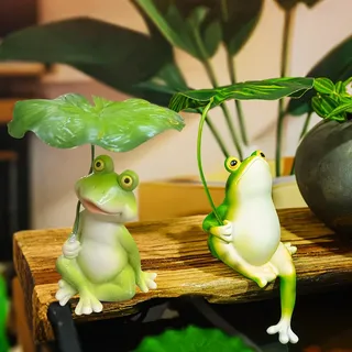 Yarteim 2 Stück Garten Deko Frosch Figur, Frosch Gartendeko Für Draußen Wetterfest, Teich Deko Frösche Figuren, Harz Frösche Statue, Froschfigur Gartenstatue Für Miniteich Teichdeko Springbrunnen