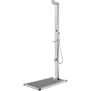 Gartendusche mit Grauer Bodenplatte 225 cm Edelstahl, Dusche Für Garten, Outdoor Shower, Garten Dusche, Außen Dusche - 3070792