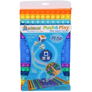 alldoro 67151 Push & Play Würfelspiel mit Zahlen und Farben, Pop it Brettspiel, Blasen Spiel, Bubble Push Toy, Fingerspielzeug für Stressabbau, für Kinder & Erwachsene, ca. 32,5 x 19 cm, Regenbogen