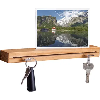 WOODS Schlüsselbrett mit Ablage I Nut - Schlüsselhalter Modern I Wanddekoration aus Holz Handgefertigt in Bayern I Schlüsselleiste Holzdeko I Schlüsselboard (Eiche, 30 cm)