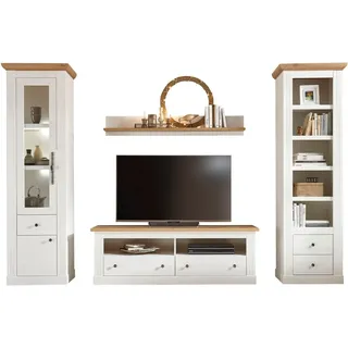 OTTO home "Sherwood, Anbauwand im Landhausstil, Komplettset, Wohnzimmer-Set", Set, 4 Stk. tlg., pinie weiß, wotan eiche),