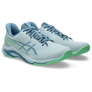 Asics Hallenschuh ASICS "NETBURNER BALLISTIC FF 4", Herren, Gr. 49, blau (cool grau, saba blau), Synthetik, Schuhe Hallenschuh