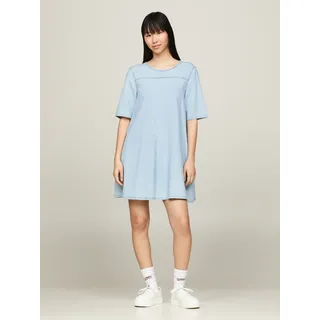 Tommy Jeans A-Linien-Kleid »TJW CHAMBRAY A-LINE SS DRESS EXT«, mit Tommy Jeans Flagge, blau