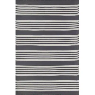 BELIANI Outdoor u. Indoor Teppich Schwarz Hellgrau Polypropylene 120 x 180 cm mit Streifenmuster Rechteckig Gartenaccessoires Terrasse Balkon Wohnzimmer - Schwarz, Grau