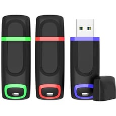 KEXIN 128GB USB Stick 3.0 Speicherstick 3 Stück USB Flash Laufwerk Cap Drive mit LED (3er Pack, Grün Rot Blau, 128 GB)