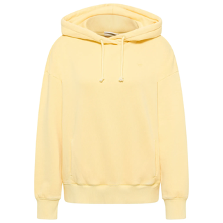 Sweatshirt MUSTANG "Damen Style Lea", Damen, Gr. L, gelb (hellgelb), Strick, 100% Baumwolle, relaxed fit normal, Sweatshirts Sweatshirt