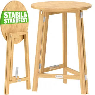 Stehtisch klappbar platzsparend Massivholz Ø78cm 111cm stabiler Stand