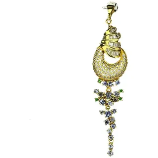 Steine Und Minéraux. Anhänger Tansanit Und Granat Tsavorit Silber 925 + Belag