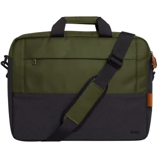 Trust Lisboa Laptoptasche 16 Zoll, Umhängetasche Herren Damen mit Trolley-Gurt, Tasche aus Recycelten PET-Flaschen, Arbeitstasche für Reisen Business MacBook Notebook HP Dell Asus Lenovo - Grün