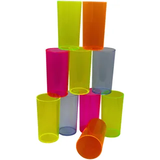 uv floor uvfloor UV FLOOR - 10 Fluo-LongDrink - 29 cl - Wiederverwendbarer Glass für Party und Abend Fuo - 5 Farben - Starrer Kunststoff