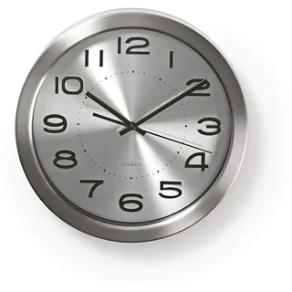 Nedis Wanduhr - Durchmesser: 300 mm Edelstahl Silber