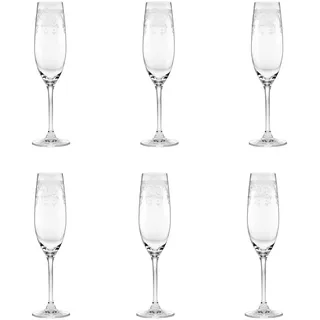 Livellara MILANO Sektgläser 210 ml, Glas, 6 Stück, besondere Gläser für Hochzeit, Jahrestag, Abschlussfeier, Rokoko-Stil, Kollektion: Ludwig XV