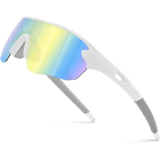 suoso Sportbrille-Fahrradbrille-Herren-Damen-Polarisierte-Sonnenbrille-Sunglasses-Men-Women-UV400 Schutz-Schnelle Brille Rave,j-1-Weiß Gelb
