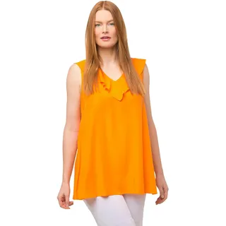 Ulla Popken Damen Blusentop mit Volant Bluse, Kräftiges orange, 42-44