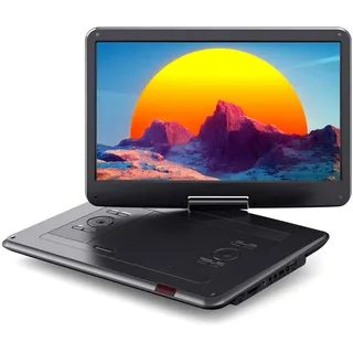 WOLFANG 17,5 Zoll Aufladbarer Tragbarer DVD-Player, 15,6 Zoll HD Bildschirm, 6 Stunden Spielzeit, Sync TV/Beamer, USB/SD Kompatibel, Regionsfrei (Schwarz)