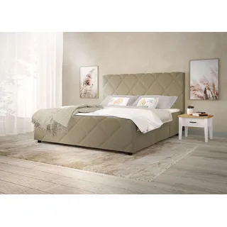 Home Affaire Boxbett HOME AFFAIRE "Mona", grau (taupe grau), B:204cm L:215cm, Massivholz, Polyester, Spanplatte, Komplettbetten, Boxspringbett, mit 4 Schubladen