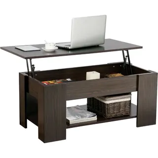 Yaheetech Couchtisch mit Höhenverstellbarer Platte Kaffeetisch ausziehbarer Wohnzimmertisch Sofatisch für Wohnzimmer, Büro - Schwarz