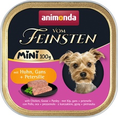 animonda Vom Feinsten Adult Mini - Leckeres Nassfutter für Hunde - Gut für kleine Rassen geeignet - mit Huhn, Gans + Petersilie - 32 x 100 g
