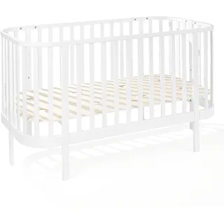 ATB MEBLE Gitterbett 140x70 cm - 2in1 Babybett Kinderbett umbaubar - GRAND Beistellbett Baby - Bett Baby Mitwachsend - Jugendbett - Weiß - Weiß