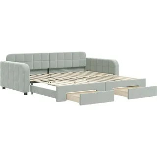 vidaXL Tagesbett Ausziehbar mit Schubladen Hellgrau 100x200 cm Samt - Grau