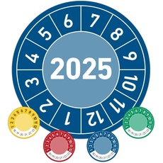 Prüftermin für das Jahr 2025 Jahresprüfplakette Wartung 20mm Ø blau (100 Stück)