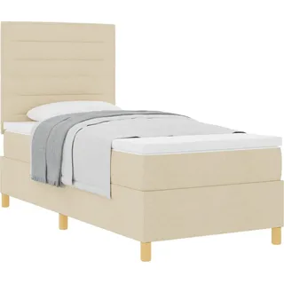 Boxspringbett mit Matratze Creme 100 x 200 cm Stoff - Creme
