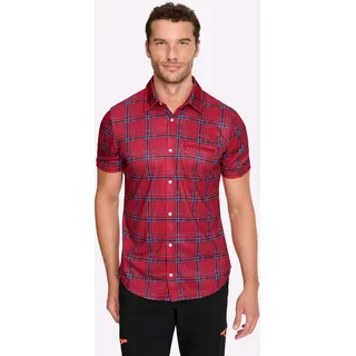 Funktionsshirt CATAMARAN "Funktions-Hemd", Herren, Gr. 39/40, marine, rot, kariert, 78% Baumwolle, 20% Polyester, 2% Elasthan, gemustert, kariert, Shirts Funktionsshirt
