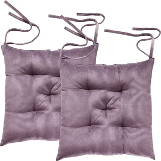 Erwin Müller Stuhlkissen Glasgow 2er-Pack Cord Lavendel Größe 40x40x8 cm