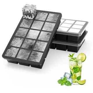 Ankway Eiswürfelform mit Deckel, 3er-Pack Silikon Eiswürfelbehälter, 45 Fach 3cm Eiswürfelformen & Eiswürfelschalen, BPA Frei, Ice Cube Tray für Getränke, Eistee, Eiscreme