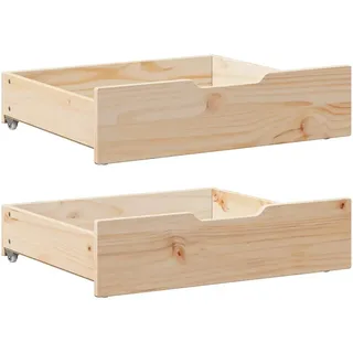 vidaXL Bettschubladen mit Rollen 2 Stk. 65x55x17 cm Massivholz Kiefer