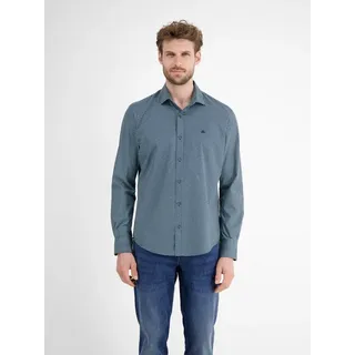 Lerros Herrenhemd mit Haifischkragen, dezent gemustert - Fjord Blue - L