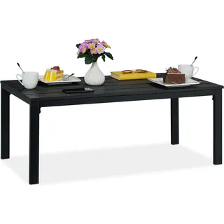 relaxdays Rechteckiger Gartentisch Holzoptik - Schwarz