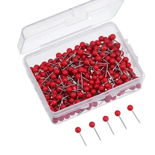 Outus 300 Stück Pinnadeln Reißzwecken für Karten Rot, 0,3 cm | Pinnwandnadeln und Stecknadeln, Kleine Größe für Karten und Pinnwand, Für Büro, Zuhause, Kräftiges, Pinnwände