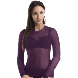 Teyli Transparente Blusen Langarm - Mesh Oberteil Damen mit Rundhalsausschnitt - Durchsichtiges Oberteil Damen - Netz Bluse Frauen - Durchsichtige Top - Netzoberteil für Frauen Violett XXL