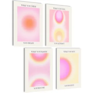 mojoliving Aura Poster Aesthetic Room Decor Room Decor y2k Preppy Room Decor Bilder Aesthetic Bilder (Set Aura Imagine Give, Posterset 4x A4 (21x30cm) | ohne Rahmen)