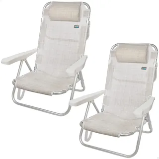 Aktive 62254 - 2er-Pack Multipositions-Klappstühle für Strand, Garten, Terrasse oder Camping, 5 verschiedene Positionen | Höhe 21 cm, Maße 48x46x84 cm | Verstärkt, inkl. Tragegriff