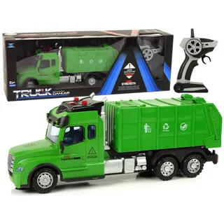 Lean Toys Ferngesteuert Müllwagen leuchtet Geräusche Fahrzeug Sounds Spielzeug, Größe:UNIVERSAL - Grün